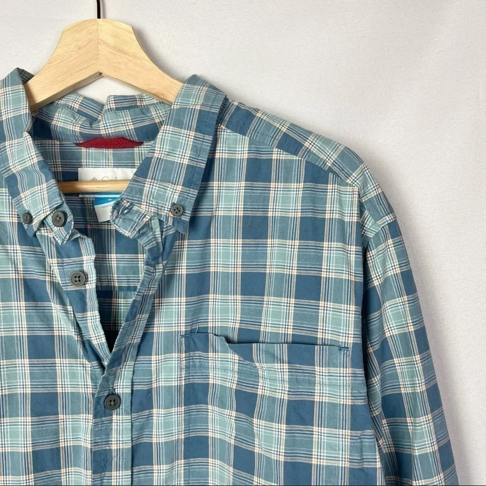 Columbia Blue Plaid‎ Outdoor Long Sleeve Button Down L